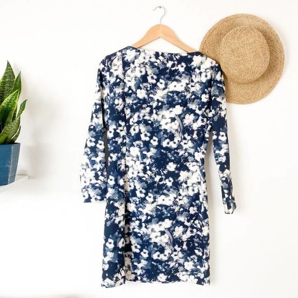 ZARA Woman Blue Floral Long Sleeve Dress - Picture 4 of 5